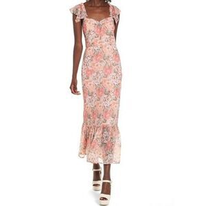 Wayf Floral Midi Dress - Pink and Cream